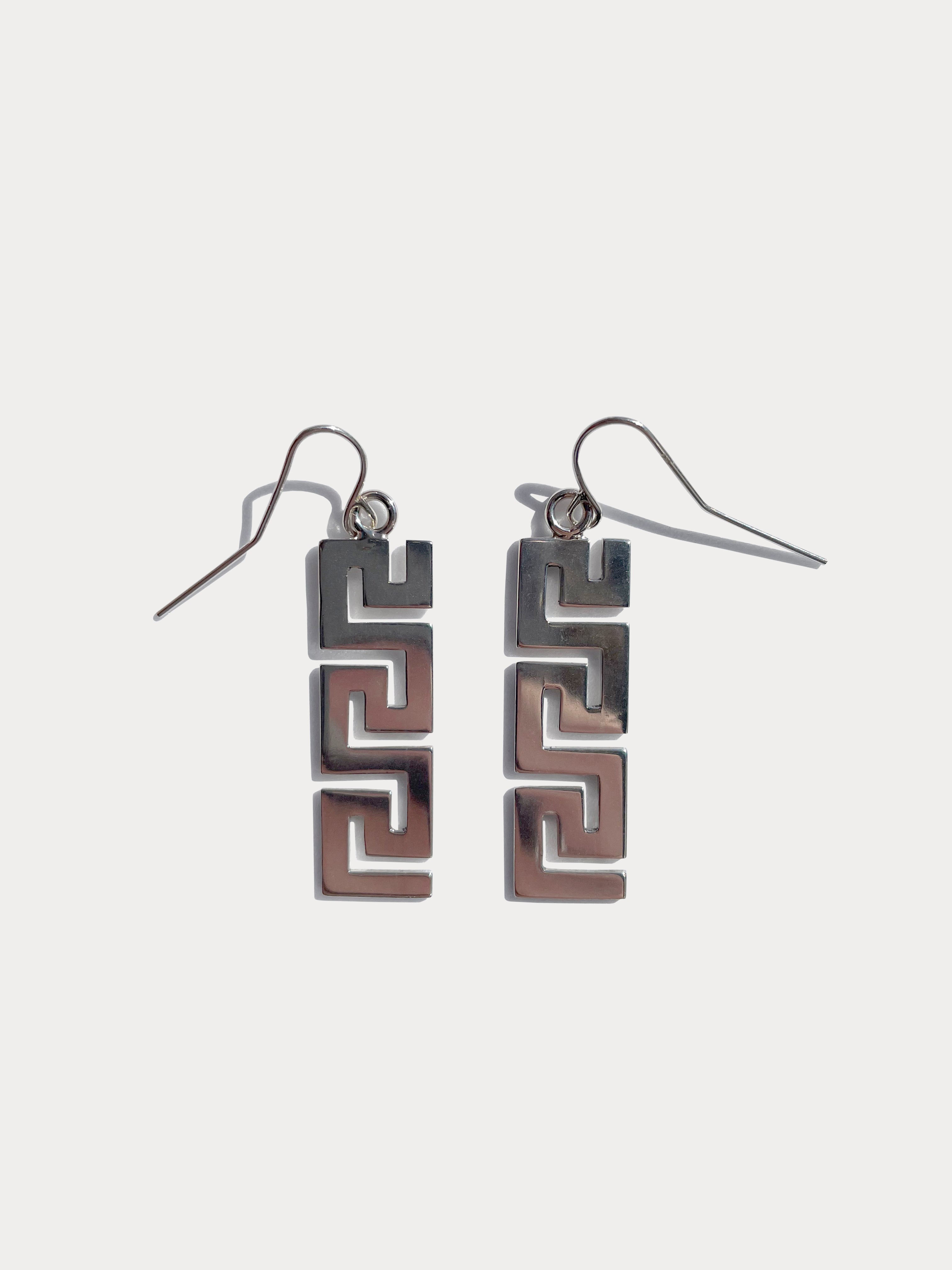 Greek key deals earrings silver